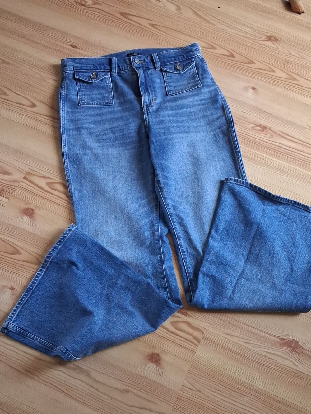 J. Crew High-Rise Boot Cut Jeans in Medium Blue